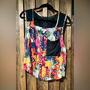 Silence + Noise Pink Red Yellow Floral Backless Tank Top-M